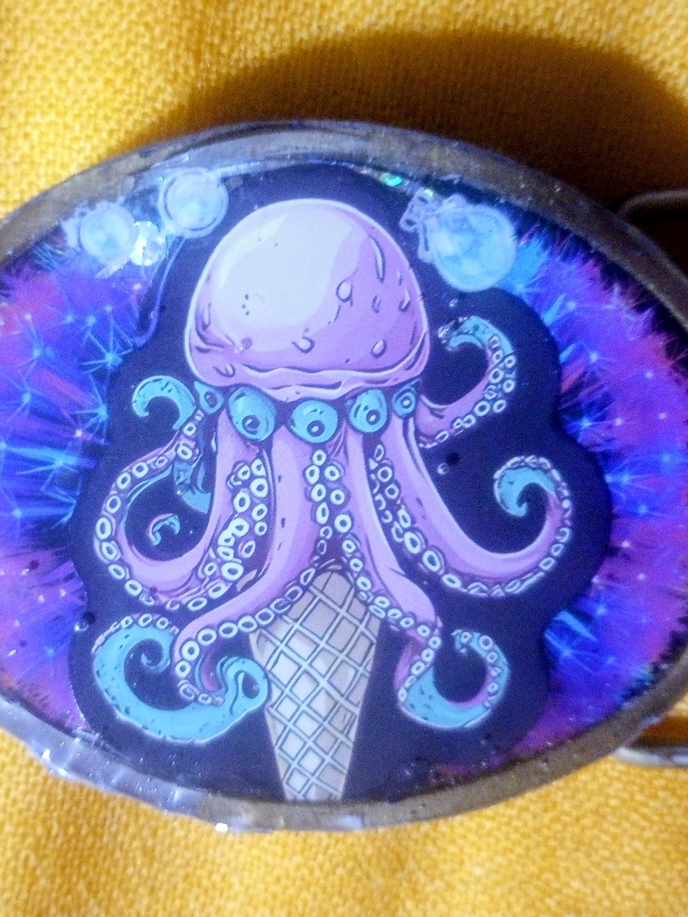 UNISEX Purple Octopus Ice Cream Cone Belt Buckle